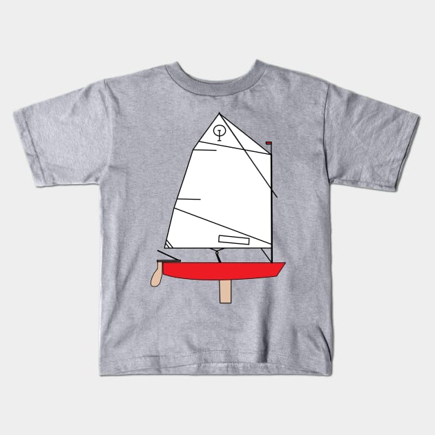 Optimist Sailing Dingy - Red Kids T-Shirt by CHBB